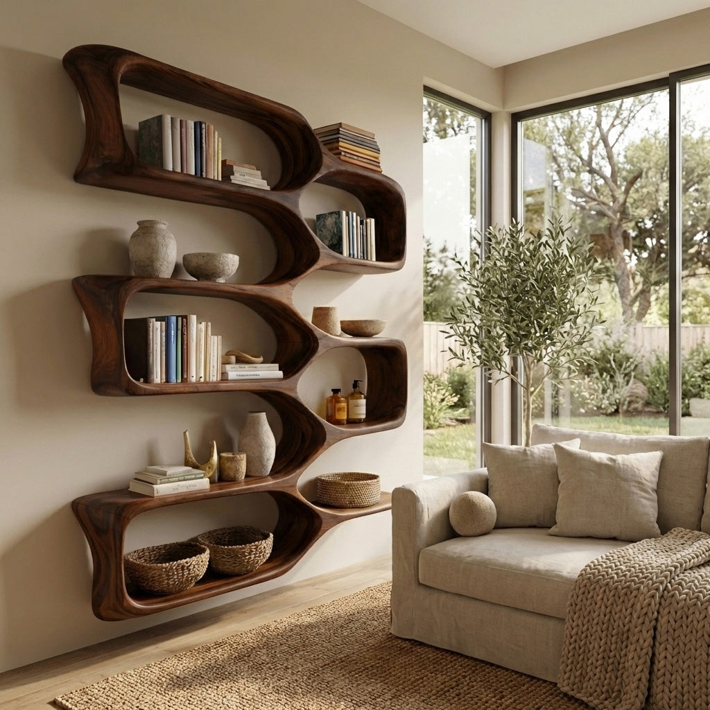 Modern Wooden Wall Shelf For Cozy Living Room Decor