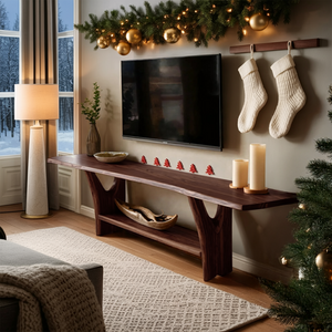 Modern Live Edge Wooden TV Console For Holiday Bedroom Furniture