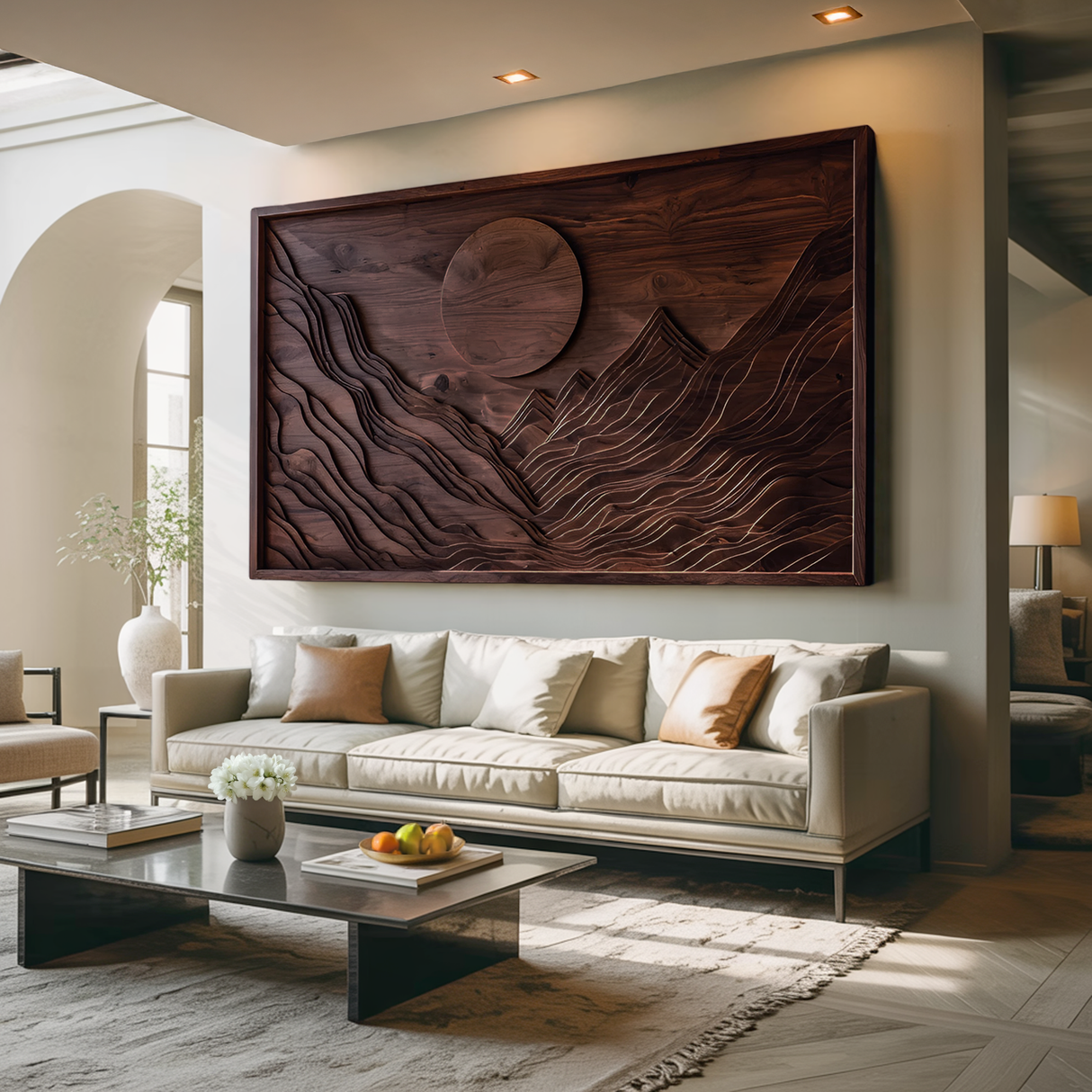 Handcrafted Wall Art Mountain Sun Landscape For Living Room