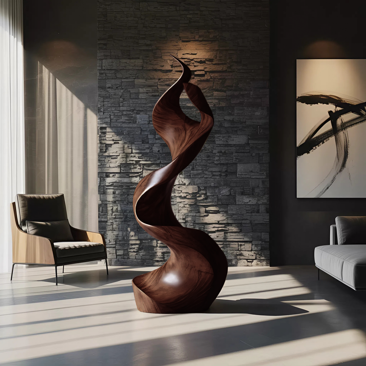 Rustic Large Wooden Sculpture For Furniture Art Feature