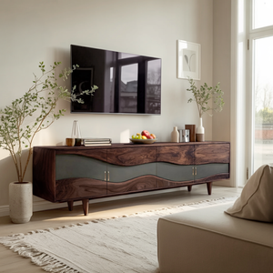 Mid Century Live Edge TV Cabinet For Luxury Living