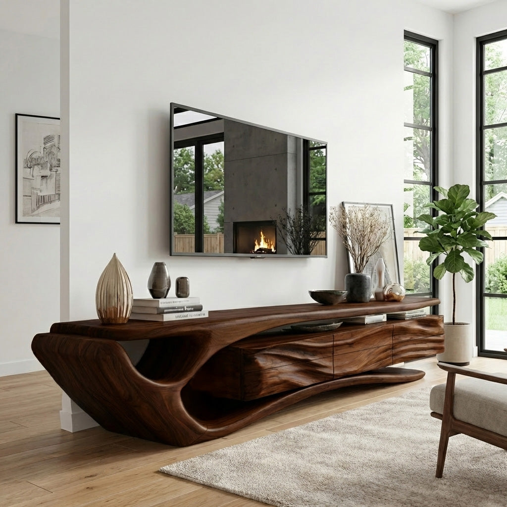 Mid Century Wooden TV Cabinet For Elegant Space