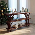 Farmhouse Wooden Live Edge Console Table For Living Room Christmas Accent