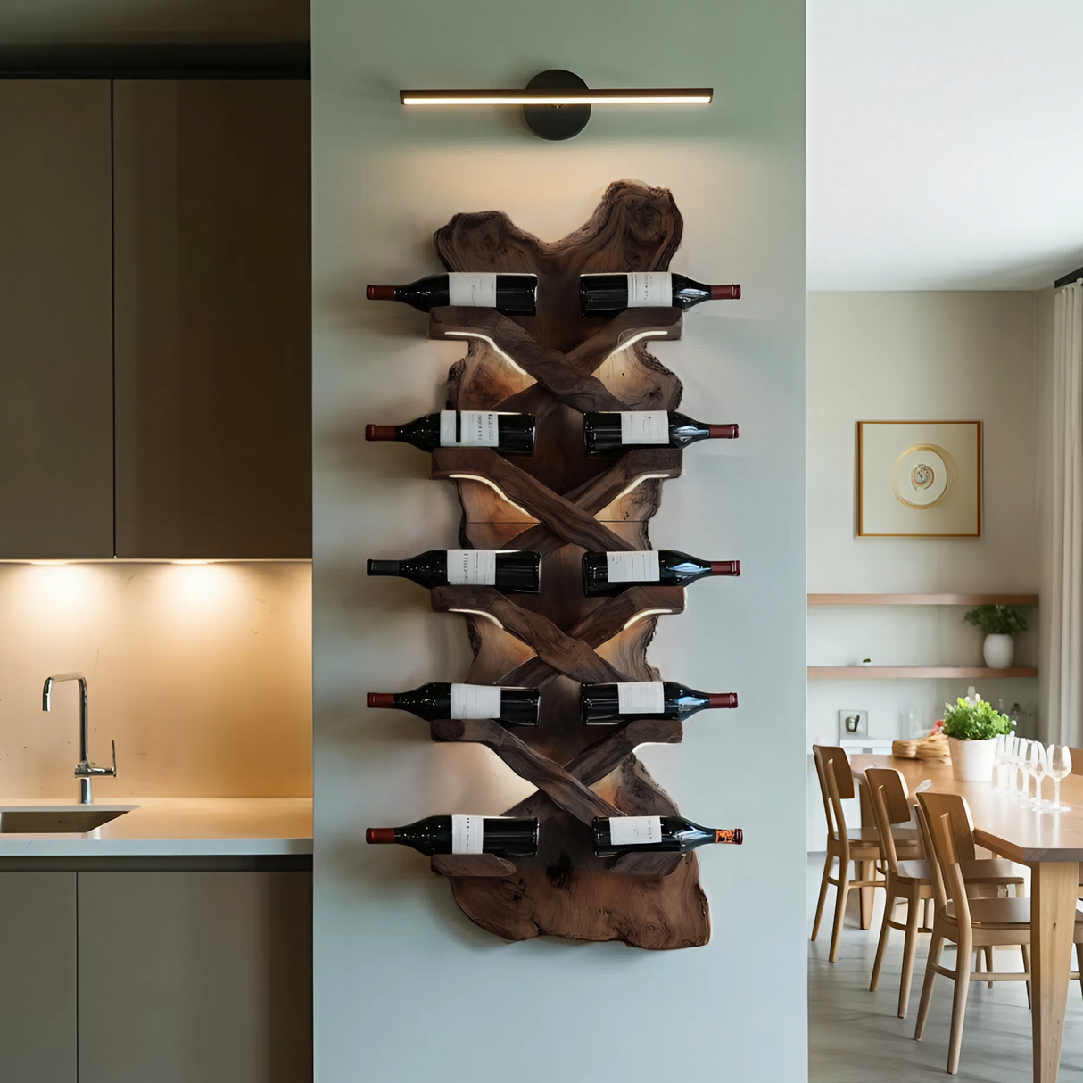 Handcrafted Solid Wood Wine Rack For Bar Decor And Storage