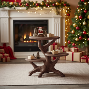 Farmhouse Round End Table For Living Room Decor Holiday Home Accent