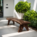 Rustic Live Edge Wooden Bench For Patio Or Garden