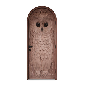 Whimsical Owl Carved Entry Door For Home Garden