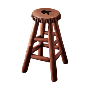 Rustic Black Bear Stool For Cabin Living Room Seating