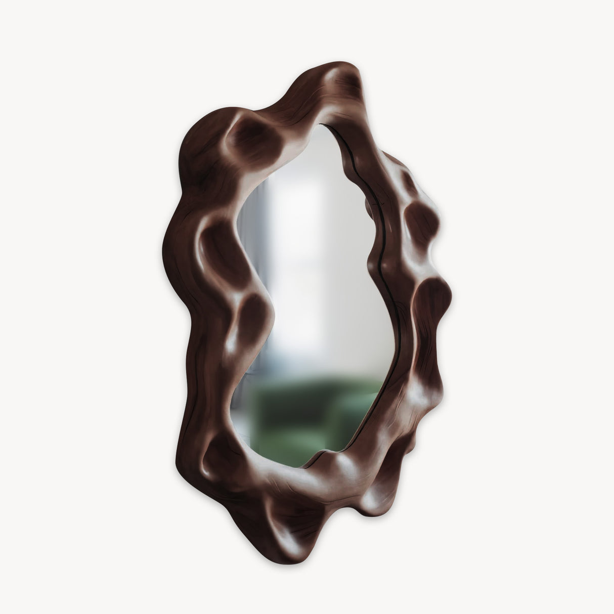 Organic Wall Mirror With Wavy Frame For Entryway Living Room And Bedroom