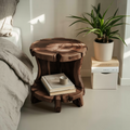 Rustic Round Side Table With Two Tier For Living Room And Bedside