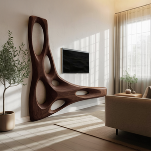 Artistic Organic Wall Mounted Media Console For Living Room