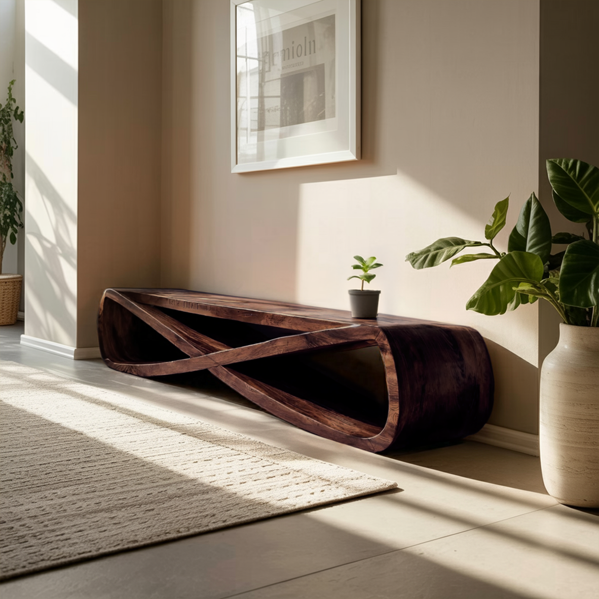 Infinity Sculpture Bench For Entryway Or Hallway