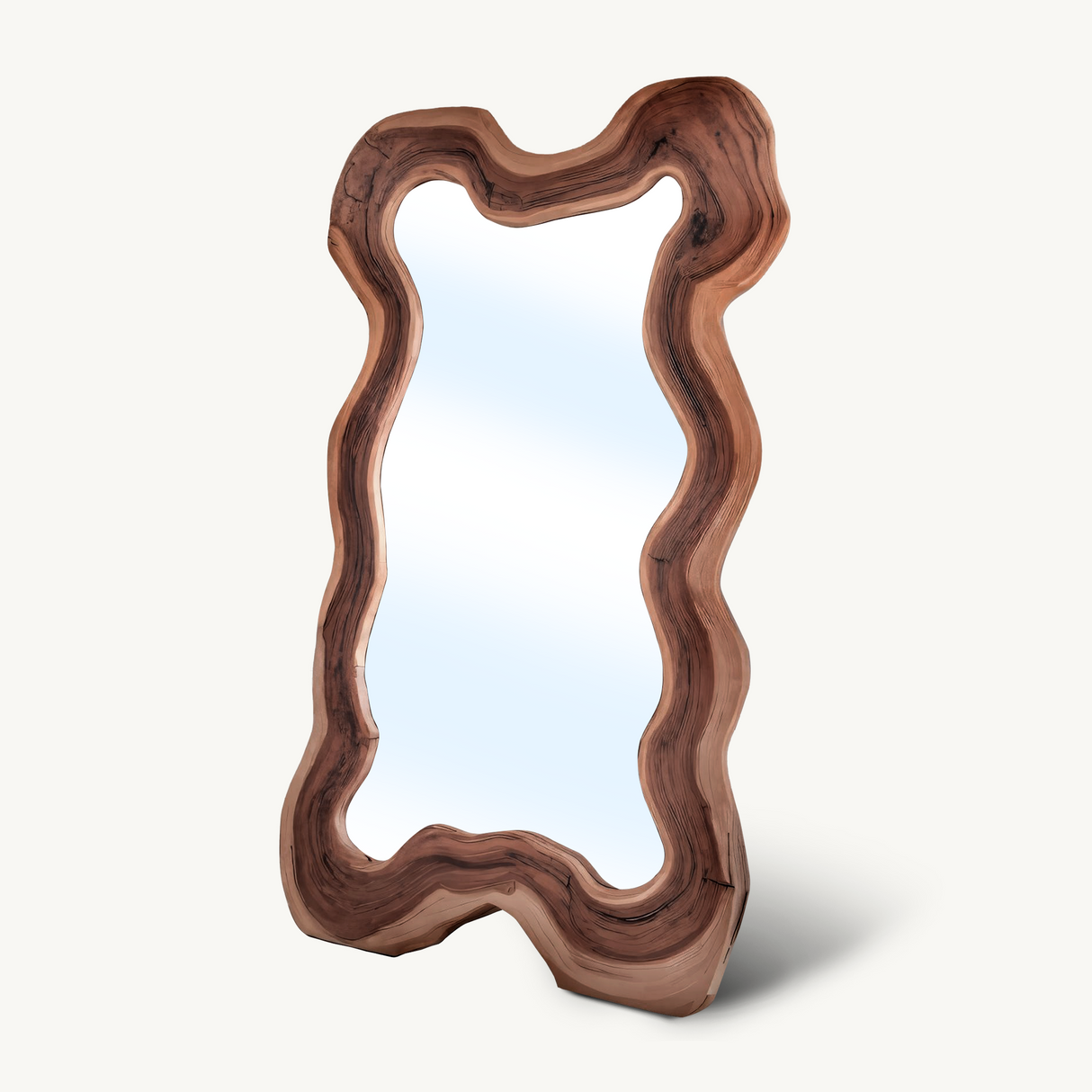 Organic Full Length Mirror With Wavy Frame For Entryway Bedroom And Living Room