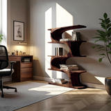 Artistic Curved Bookshelf For Living Room Accent