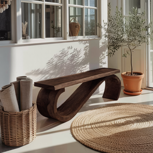 Modern Sculptural Bench For Entryway Or Living Room Decor