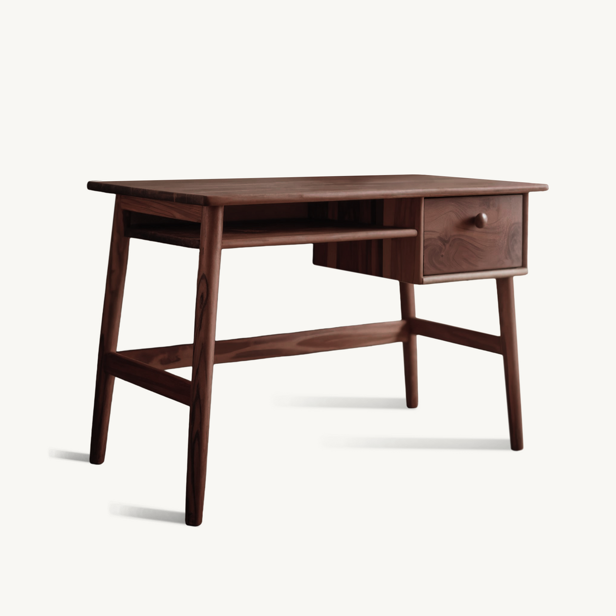 Minimalist Wooden Desk With Drawer And Keyboard Shelf For Home Office