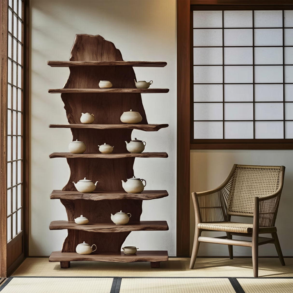 Rustic Solid Wood Standing Shelf For Entryway Design Ideas