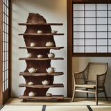 Rustic Solid Wood Standing Shelf For Entryway Design Ideas