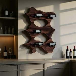 Rustic Solid Wood Live Edge Wine Rack For Entryway