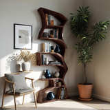 Modern Bookshelf With Curved Design For Study