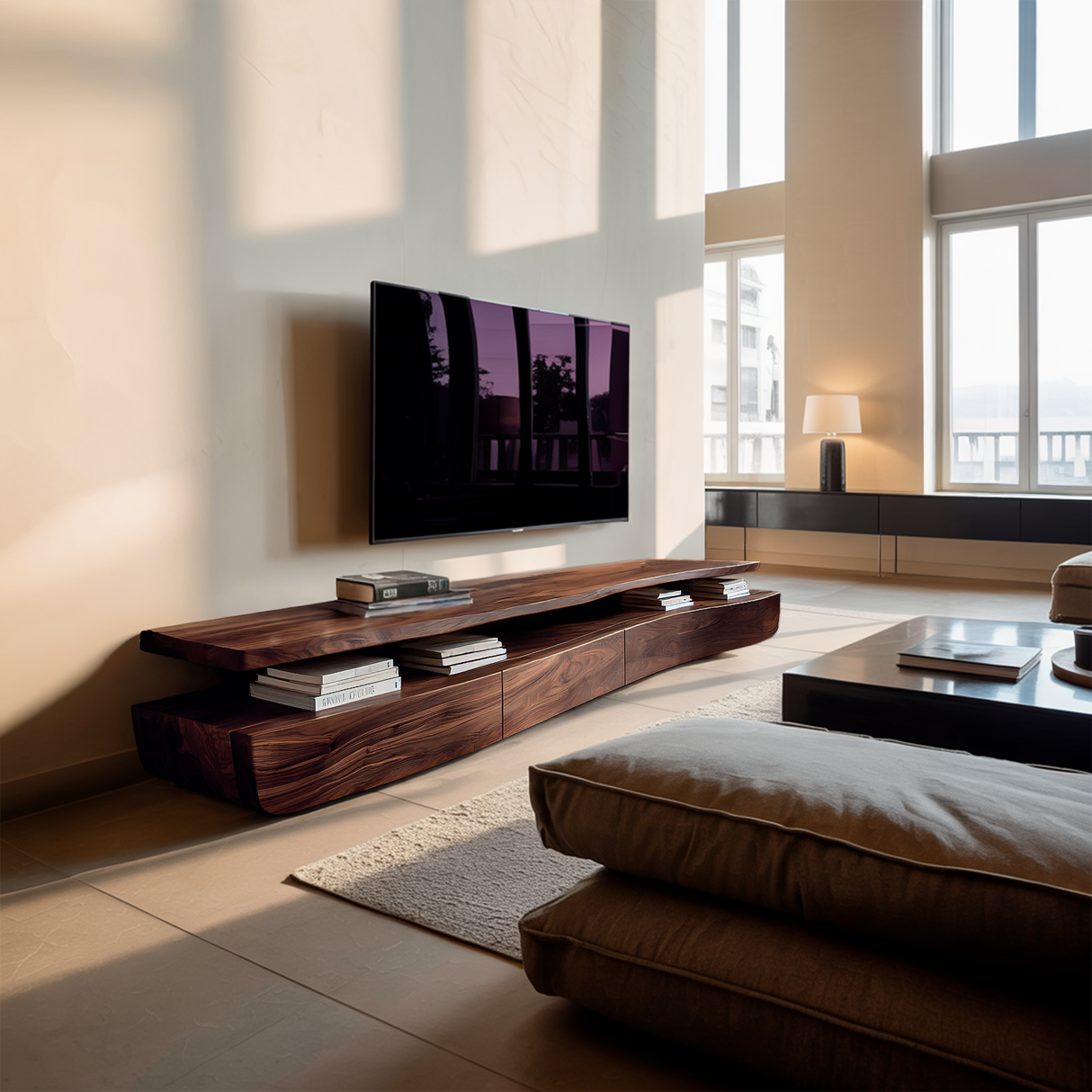 Contemporary TV Cabinet Functional Storage Drawers For Home