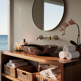 Farmhouse Handcrafted Wooden Vessel Sink For Bathroom