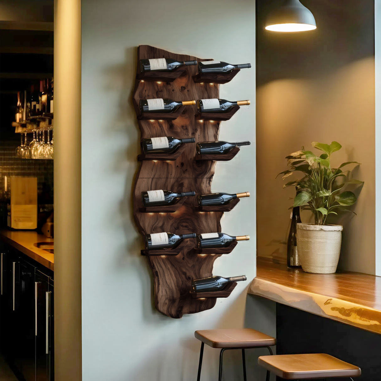 Farmhouse Live Edge Wine Holder For Living Room Furniture