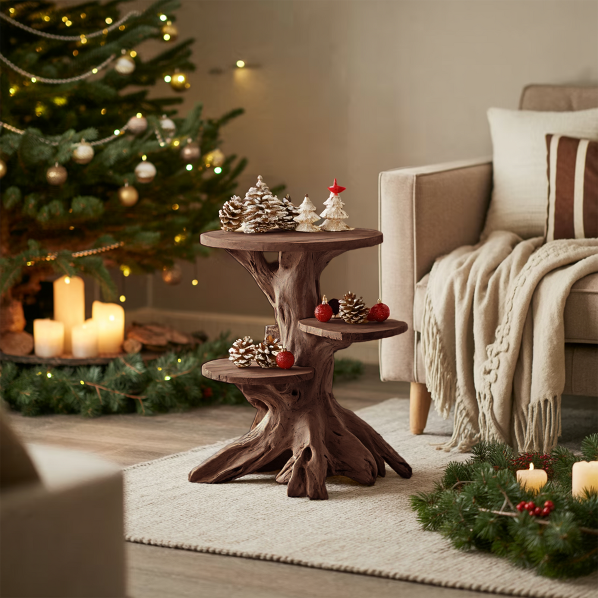 Farmhouse Wooden End Table For Furniture Decor Holiday Display