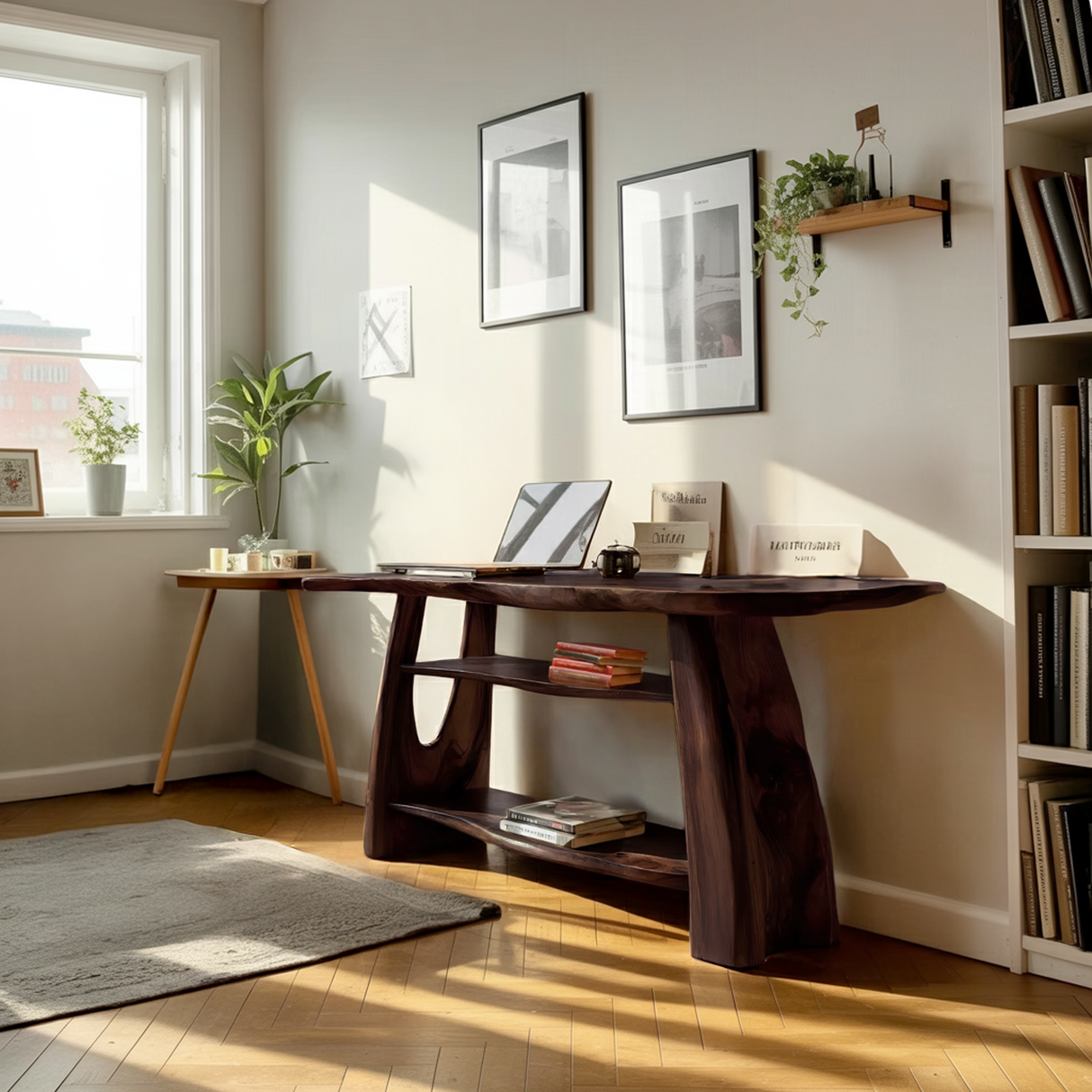 Farmhouse Wooden Live Edge Console For Minimalist Design