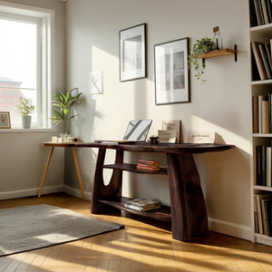 Farmhouse Wooden Live Edge Console For Minimalist Design