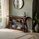 Farmhouse Wooden Live Edge Console Table For Rustic Living Room Decor