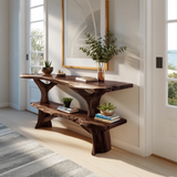 Mid Century Wooden Live Edge Console Table For Apartment Living Room