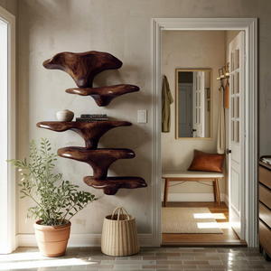 Mid Century Wooden Mushroom Shelf For Living Room Furniture Decor