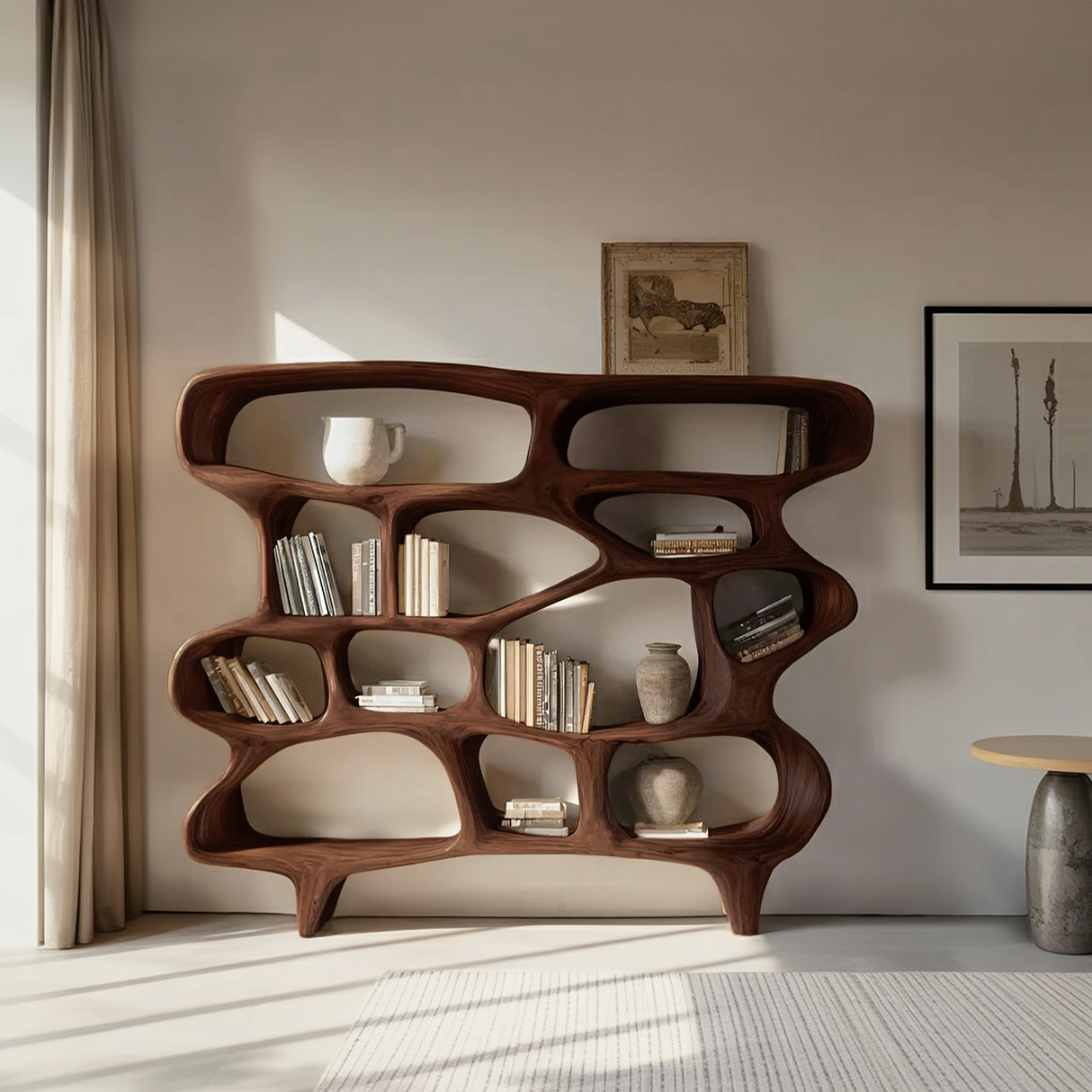 Organic Sculptural Bookshelf For Living Room Or Office Decor