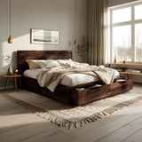 Contemporary Bed And Built-In Drawers For Bedroom