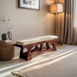 Handcrafted Curved Wood Bench For Furniture Styling