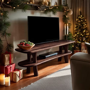 Farmhouse Solid Wood TV Console For Holiday Entryway Design