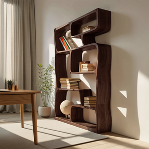 Modern Sculptural Bookshelf With Geometric Design For Living Room