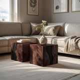 Handcrafted Solid Wood Cube Table For Natural Decor Home