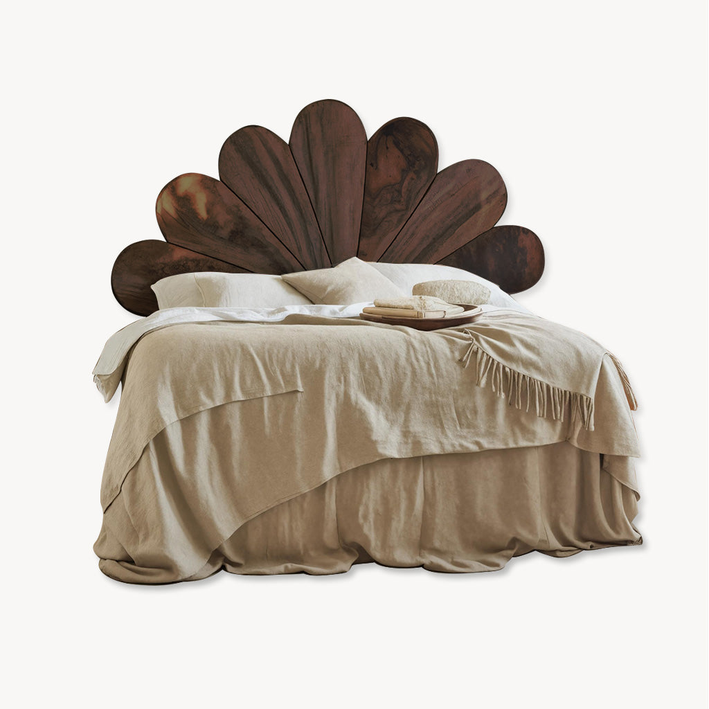 Boho Flower Petal Headboard Bed For Queen And King Bedroom