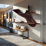 Handcrafted Natural Wood Shelving Unit For Home Library Storage