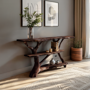 Farmhouse Solid Wood Console Table For Modern Rustic Furniture Style