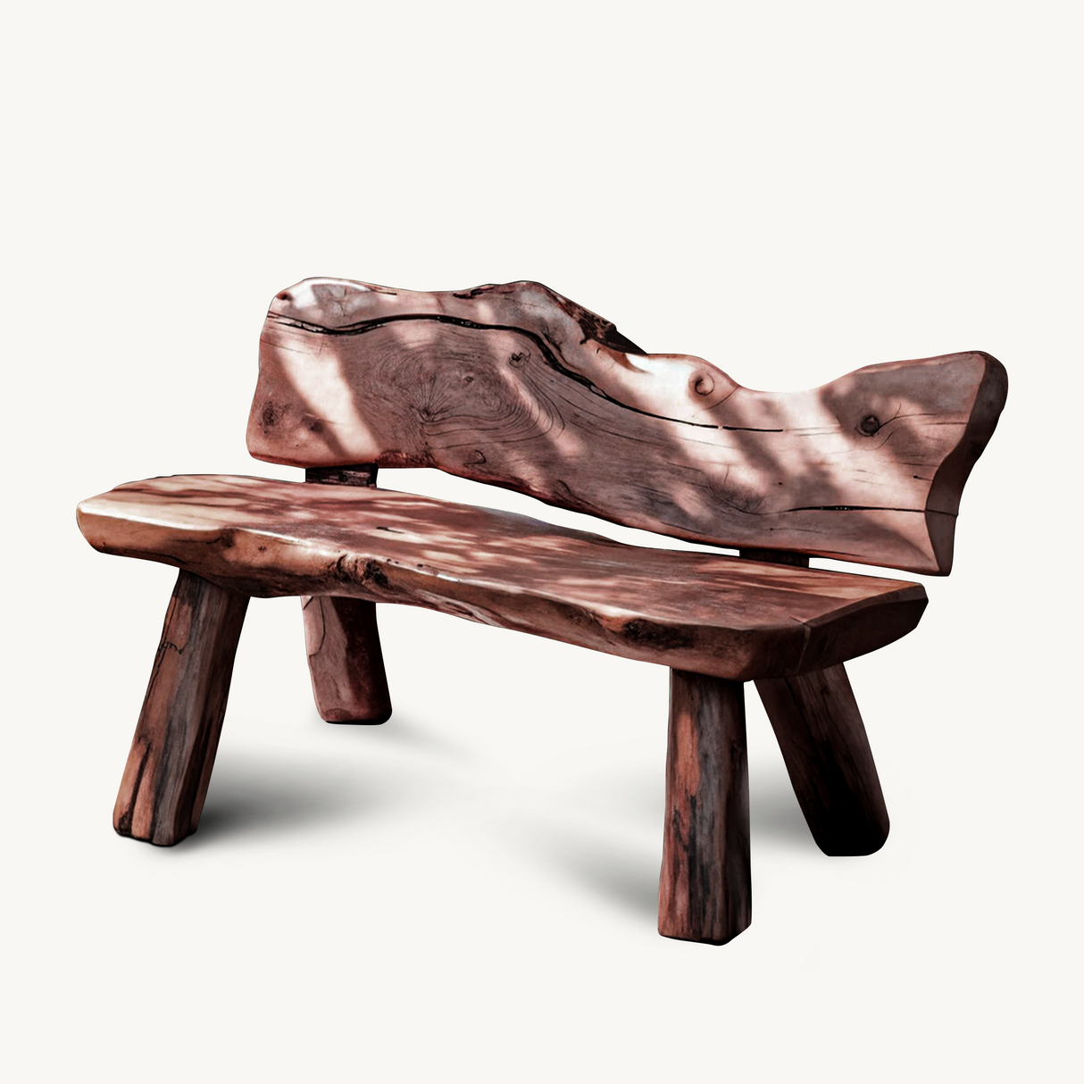 Rustic Live Edge Garden Bench For Patio Backyard And Forest Cabin