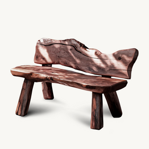 Rustic Live Edge Garden Bench For Patio Backyard And Forest Cabin