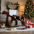 Farmhouse Record Stand For Warm Christmas Living Space