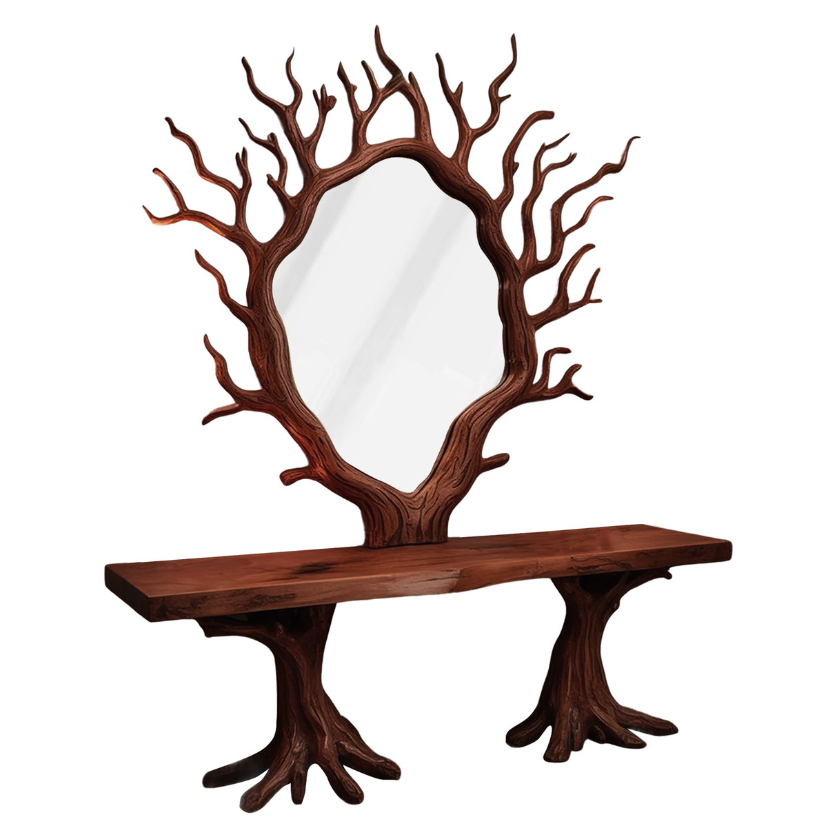 Artistic Tree Shaped Mirror And Console Table For Entryway