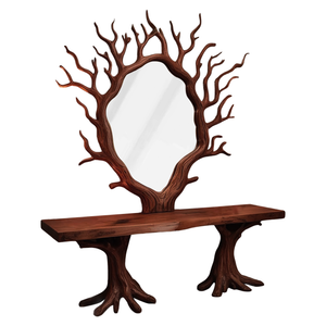 Artistic Tree Shaped Mirror And Console Table For Entryway