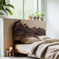 Mountain Headboard Carved For Queen And King Bed In Rustic Bedroom