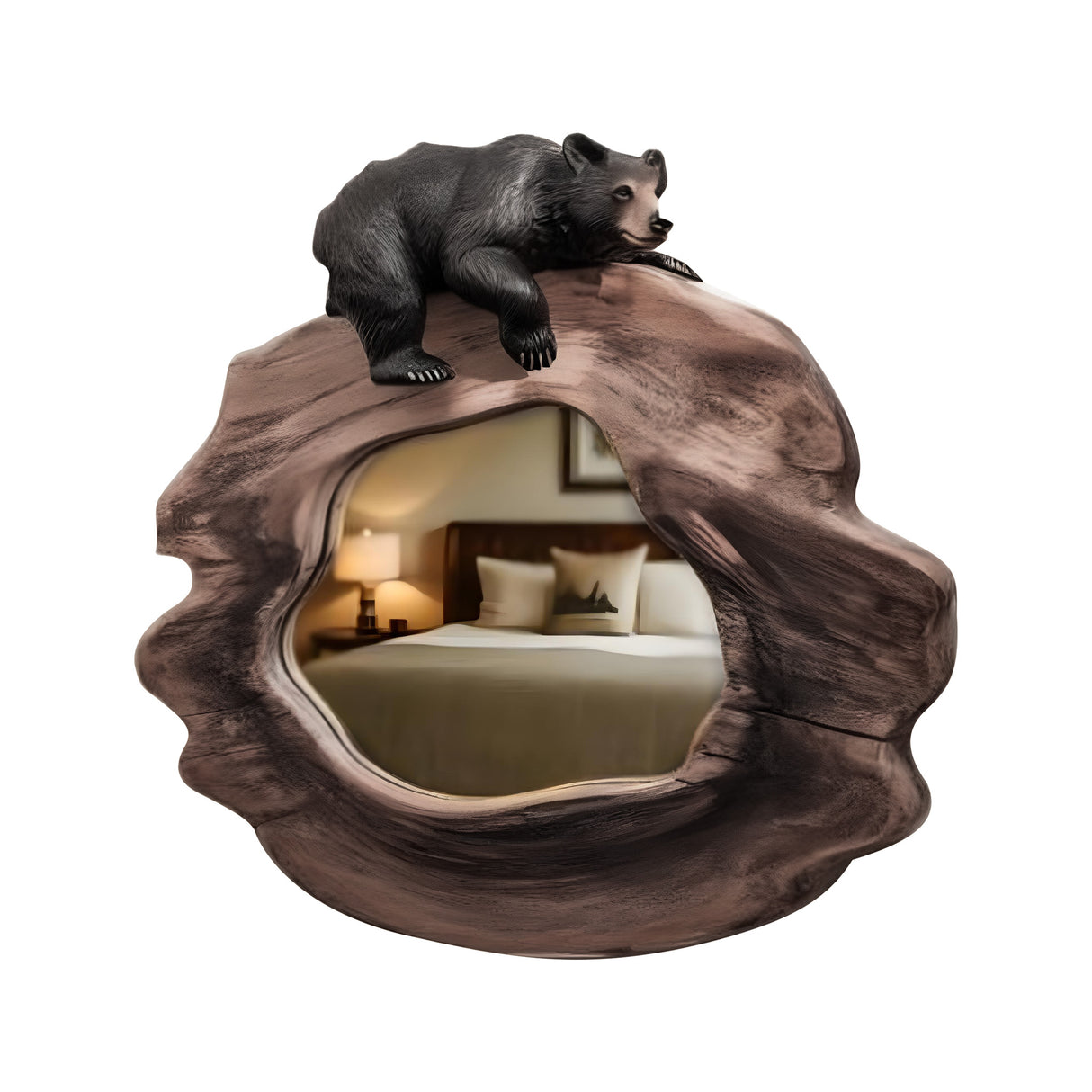 Rustic Bear Wall Mirror for Cabin Decor In Entryway