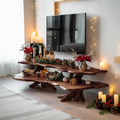 Mid Century Wooden Live Edge TV Console For Holiday Bedroom Christmas